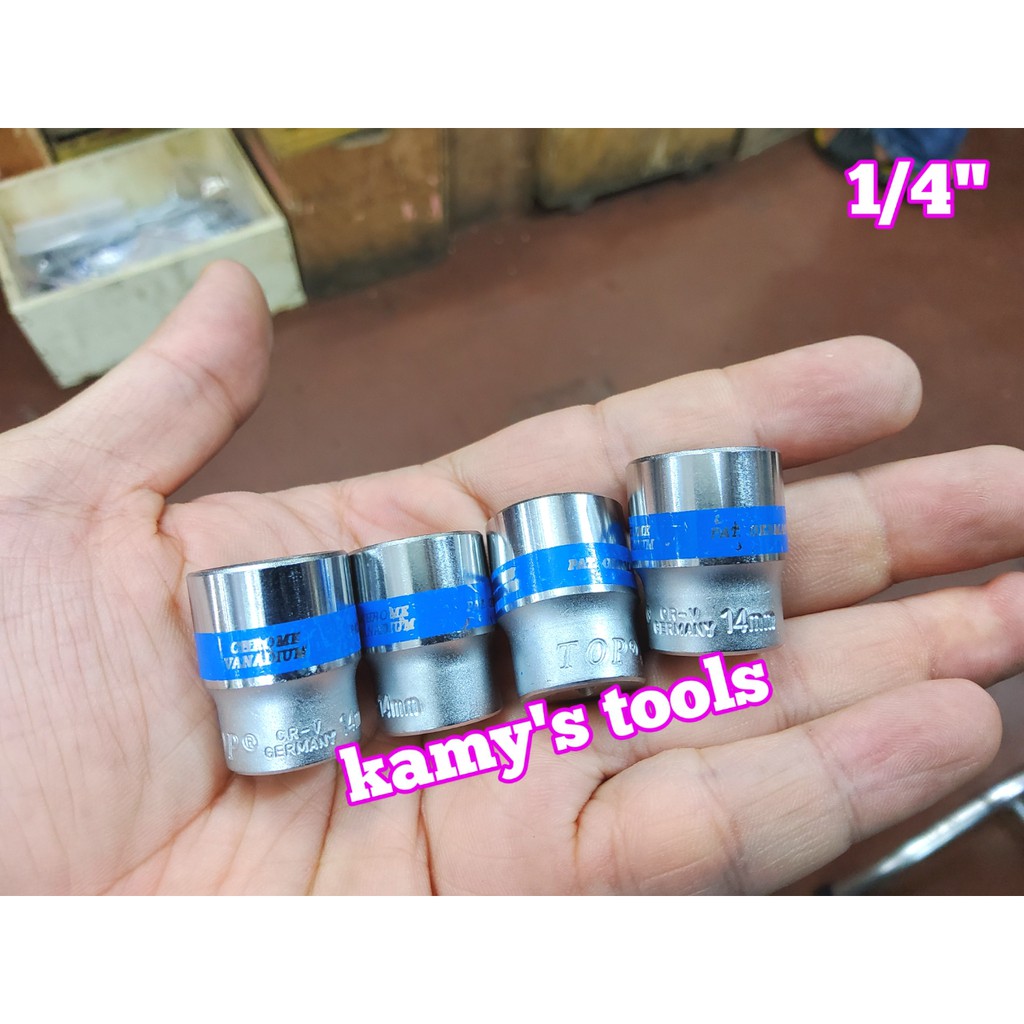 Đầu tuýp đầu khẩu ngắn 1/4 inch lục giác TOP chính hãng 5mm 6mm 7mm 8mm 9mm 10mm 11mm 12mm 13mm 14mm (lẻ từng cục)