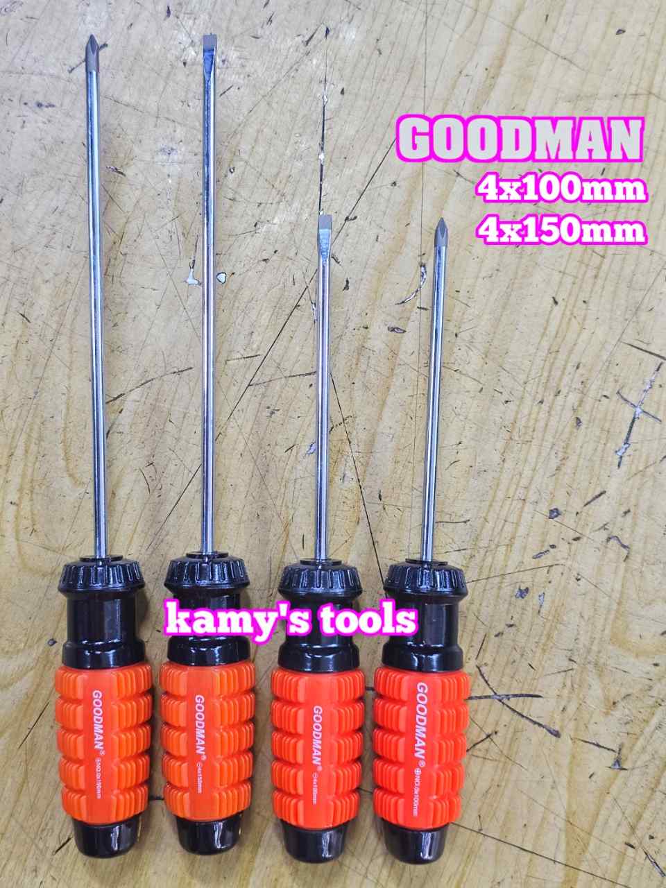 Tua vít cán gai Goodman 4mm dài 100mm 150mm bake dẹp 4x100mm 4x150mm 91404PH 91404STM 91406PH 91406STM