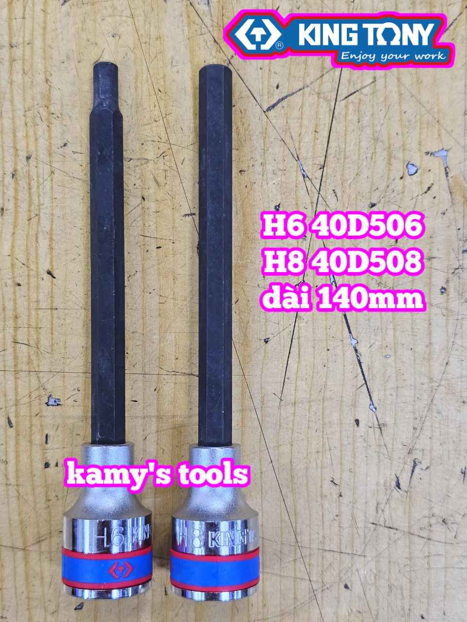 Tuýp lú đầu lục giác 1/2 inch dài 140mm Kingtony 6mm 8mm 40D506 40D508