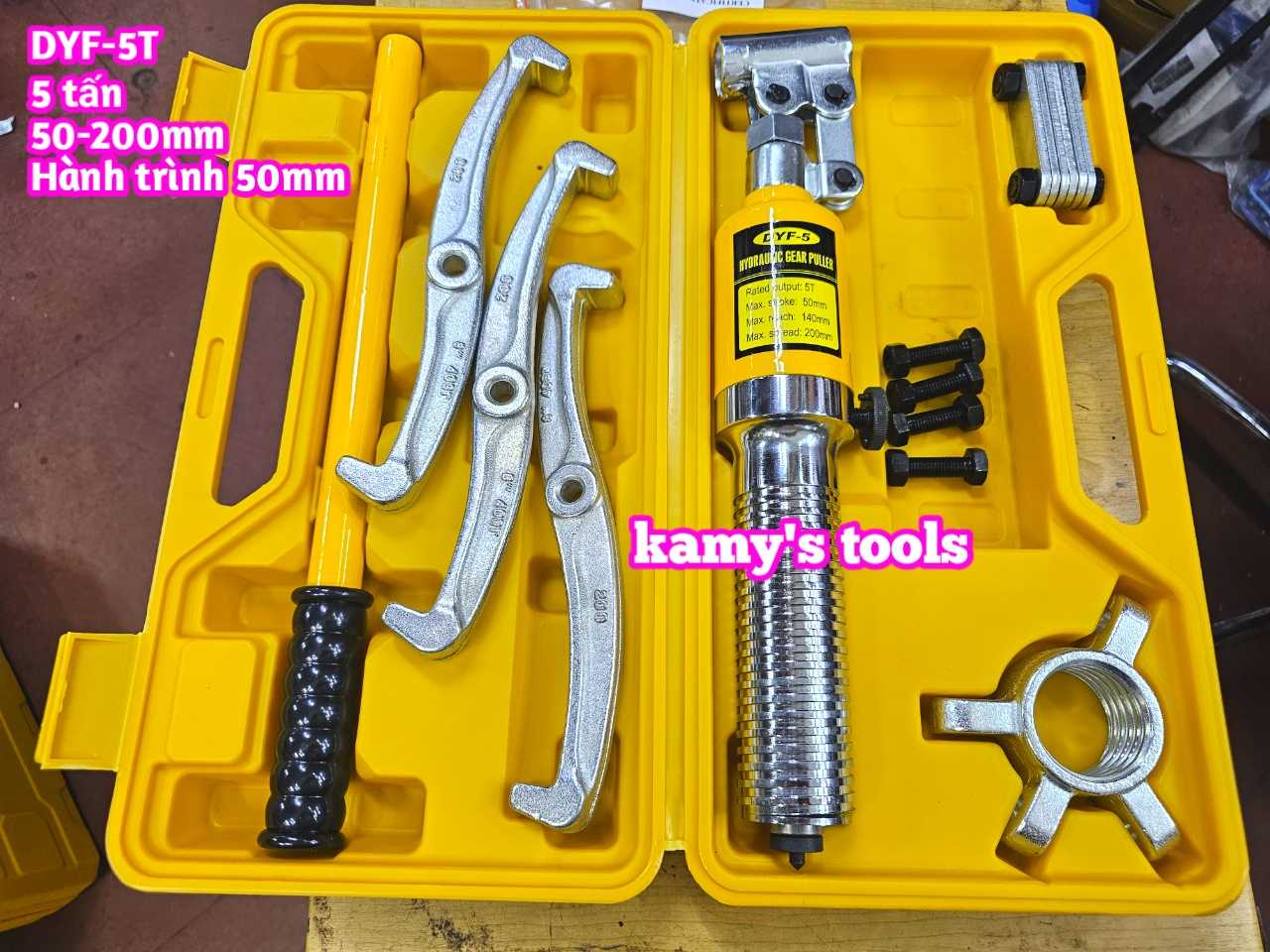 Cảo thủy lực 5 tấn Wetools DYF-5 mở 50-250mm, vam thuỷ lực 2 chấu 3 chấu 5 tấn