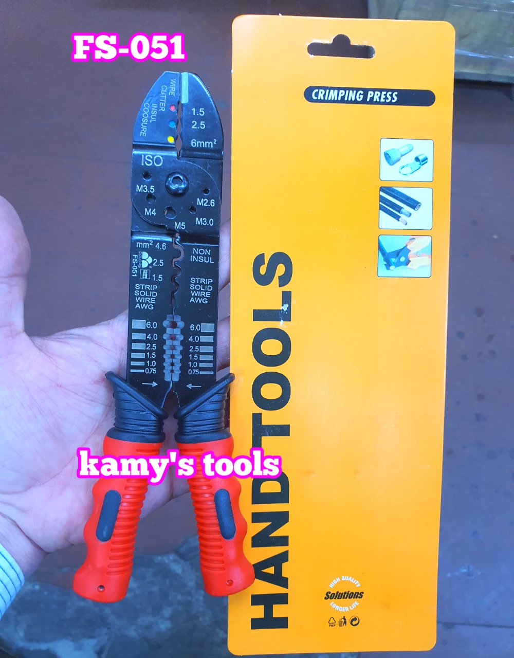 Kìm Đa Năng 3 Trong 1 Kìm Bấm Cos Tuốt Dây Cắt Fasen Fs-051 (Kìm Bấm Cos, Kìm Tuốt Dây)