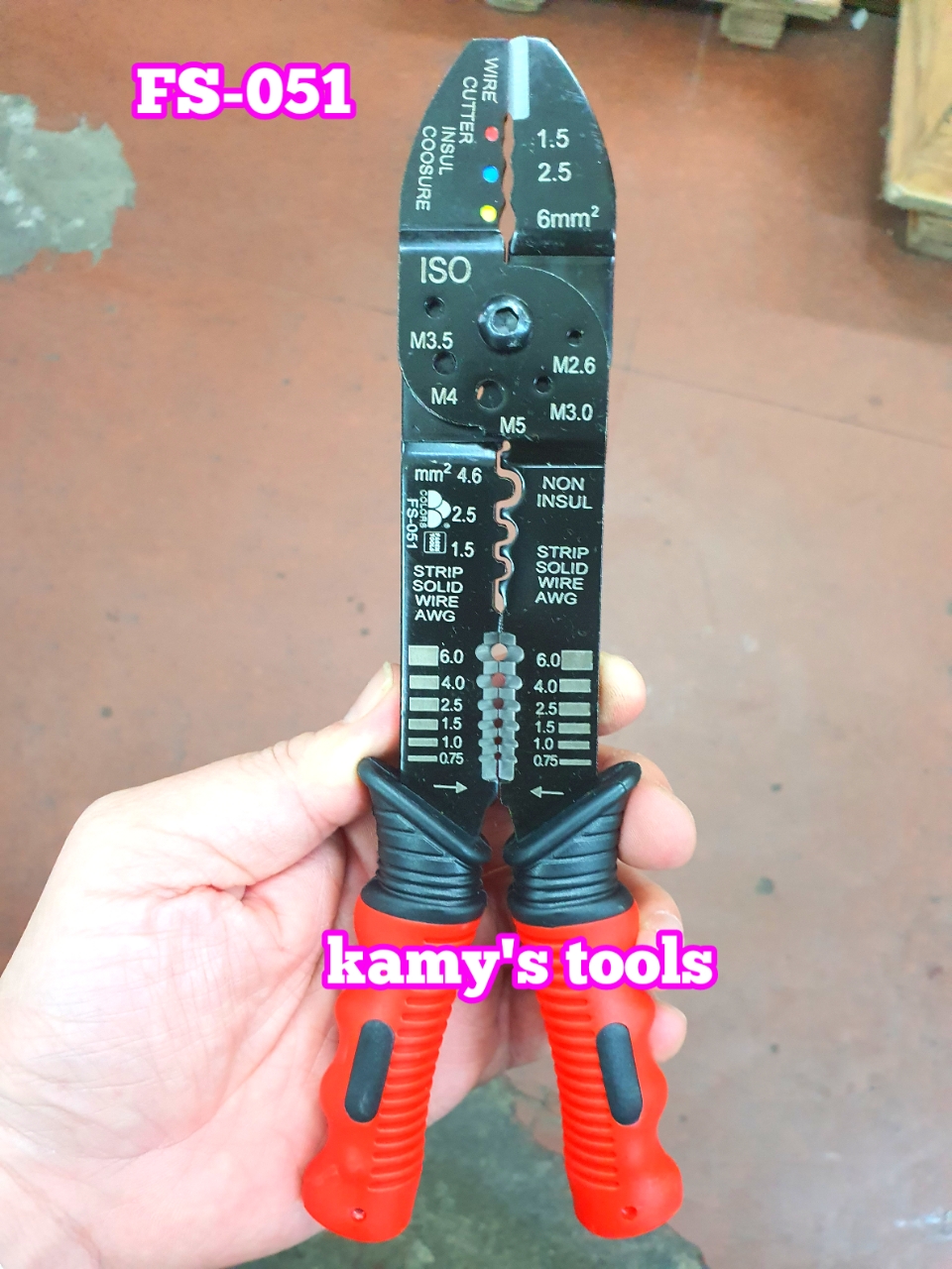 Kìm Đa Năng 3 Trong 1 Kìm Bấm Cos Tuốt Dây Cắt Fasen Fs-051 (Kìm Bấm Cos, Kìm Tuốt Dây)