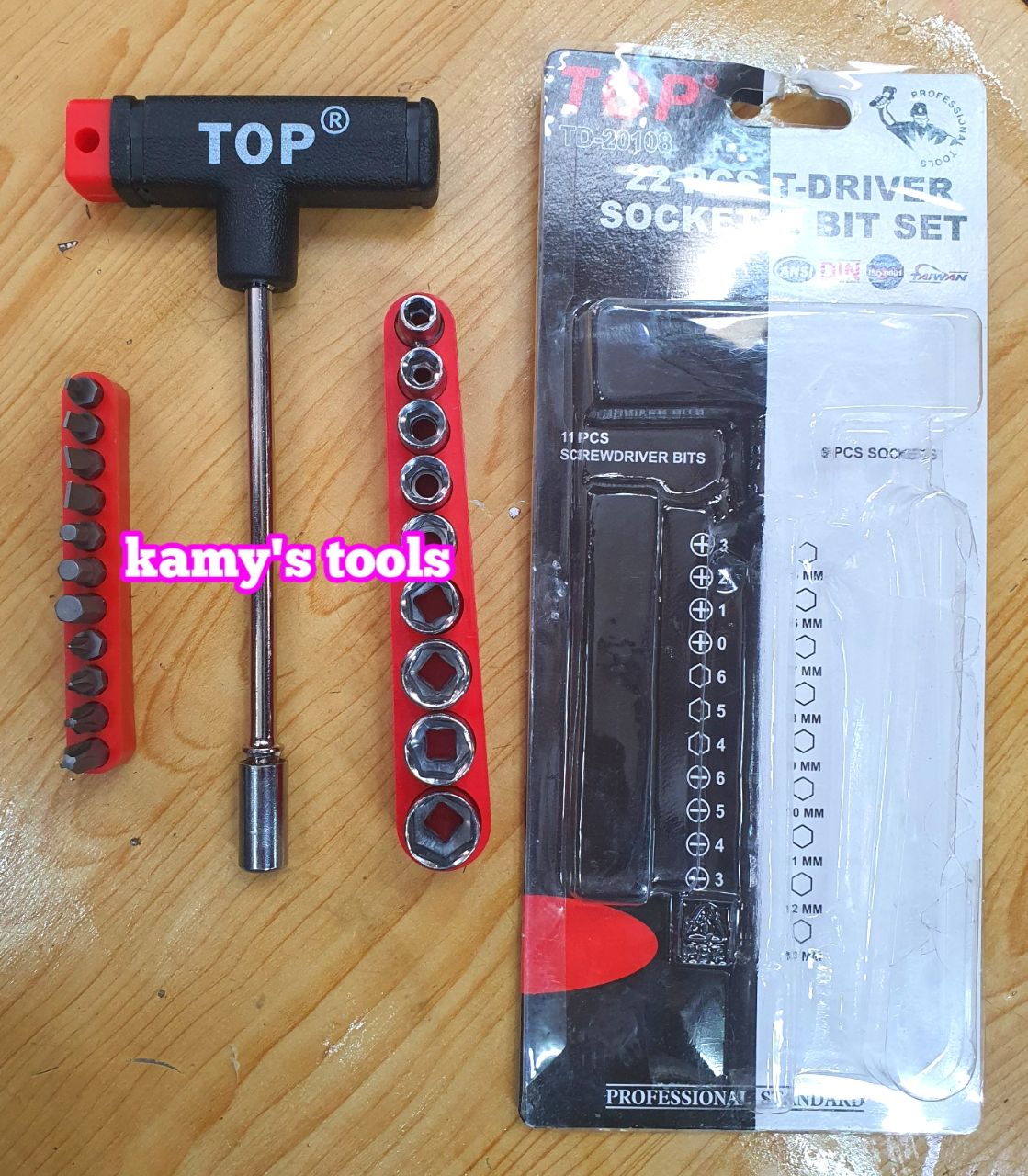 BỘ TUÝP CHỮ T 22 CHI TIẾT TOP TD-20108 (BỘ TUÝP VÍT)