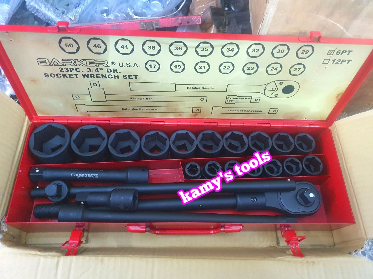 Bộ tuýp khẩu 3/4 inch đen Barker 23 chi tiết chính hãng