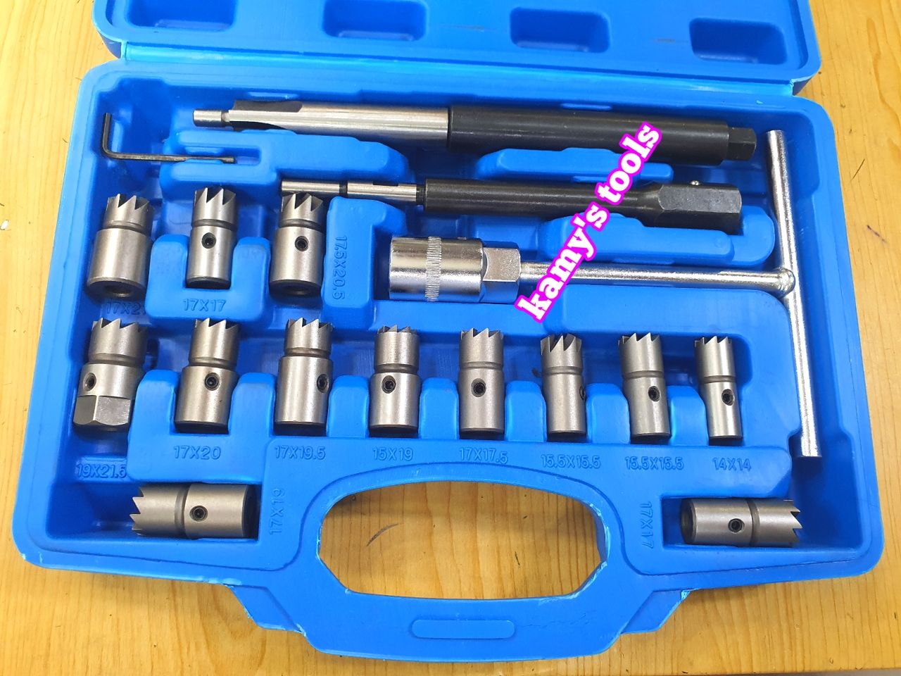 Bộ dụng cụ vệ sinh sam béc dầu, làm sạch lỗ kim phun máy dầu diesel 17 chi tiết Trigoldte