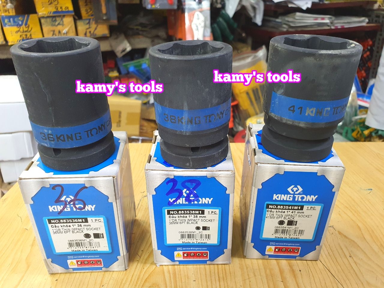 Đầu tuýp đầu khẩu đen dài lục giác dài 80mm Kingtony 1 inch 36mm 38mm 41mm 883536M 883538M 883541M