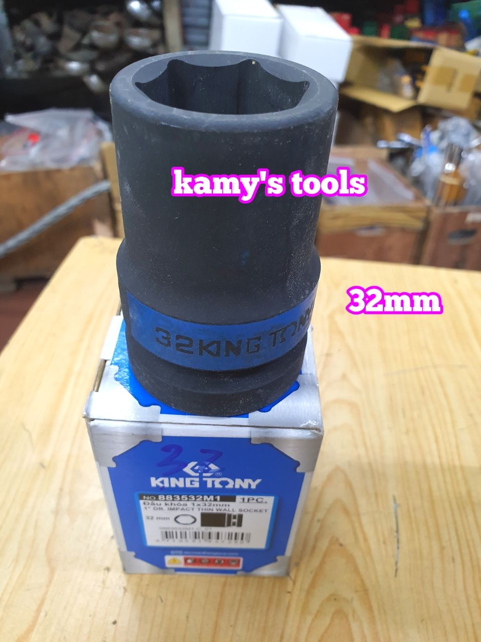 Đầu tuýp đầu khẩu đen dài lục giác dài 80mm Kingtony 1 inch 32mm 33mm 34mm 35mm 883532M 883533M 883534M 883535M