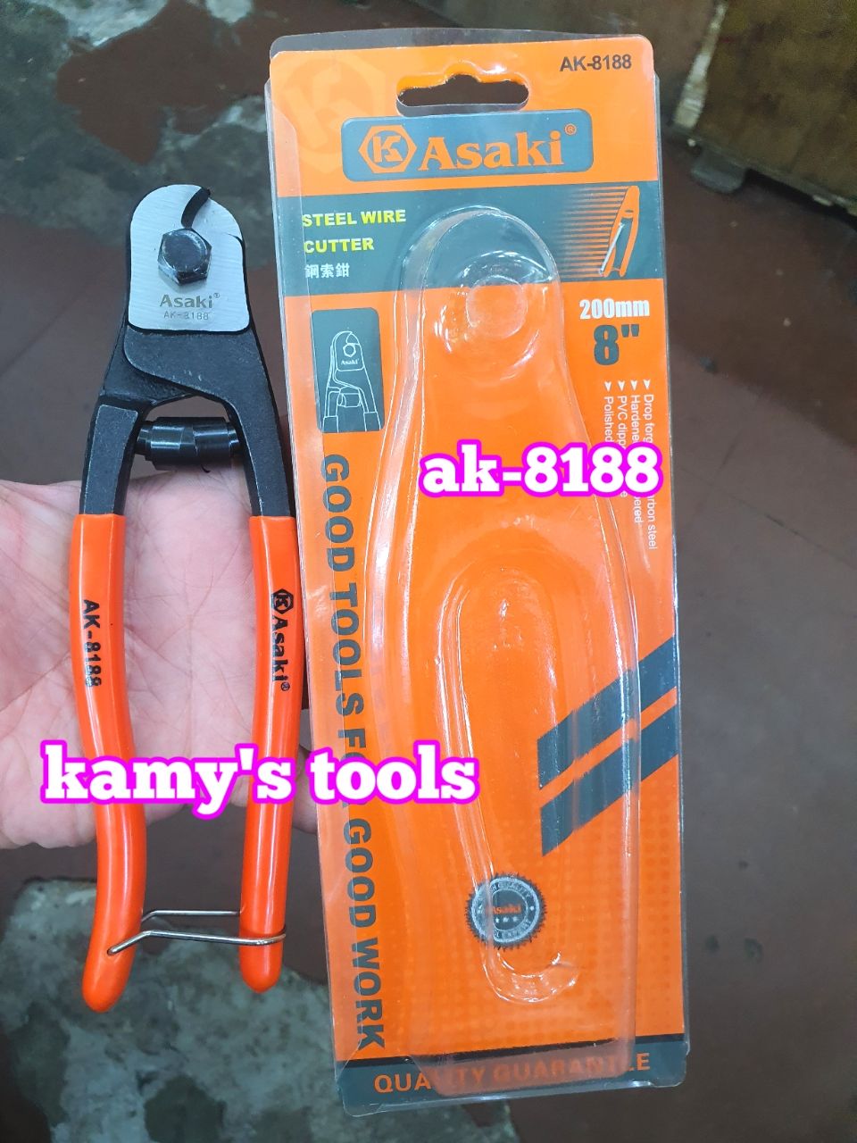 Kìm cắt cáp thép 200mm Asaki AK-8188, kềm cắt cáp