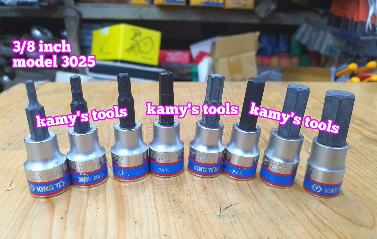 Đầu Khẩu Tuýp Lục Giác Lú Đầu 3/8 Inch Kingtony H3 H4 H5 H6 H7 H8 H10 H12 302503 302504 302505 302506 302508 302510 302512