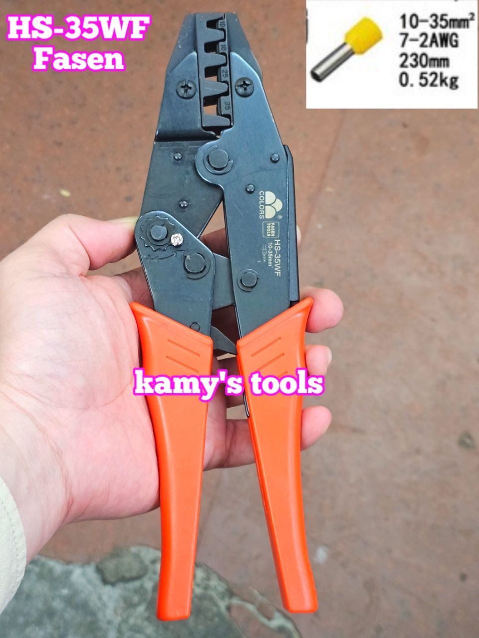 KÌM BẤM COS FASEN HS-35WF PIN TRÒN RỖNG 10-35MM2 (KIỀM BẤM COS, KỀM BẤM COS)