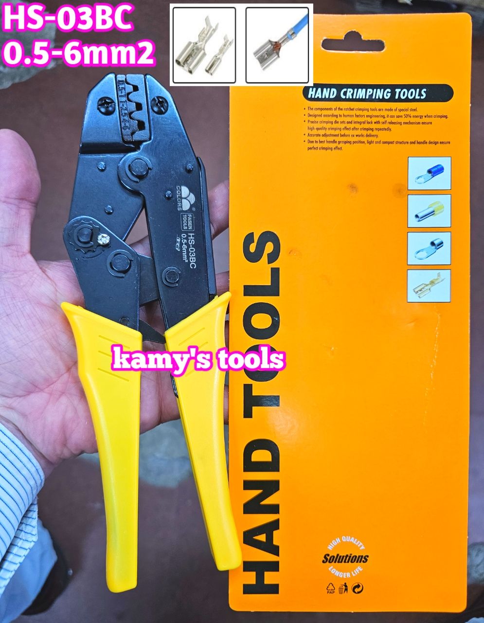 Kìm bấm cos fasen hs-03bc bấm cos cuốn 0.5-6mm2 dài 9 inch 230mm (kiềm bấm cos, kềm bấm cos)