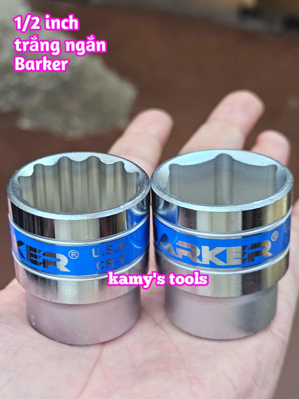 Đầu tuýp ngắn lẻ Barker 1/2 inch trắng ngắn 8mm-32mm