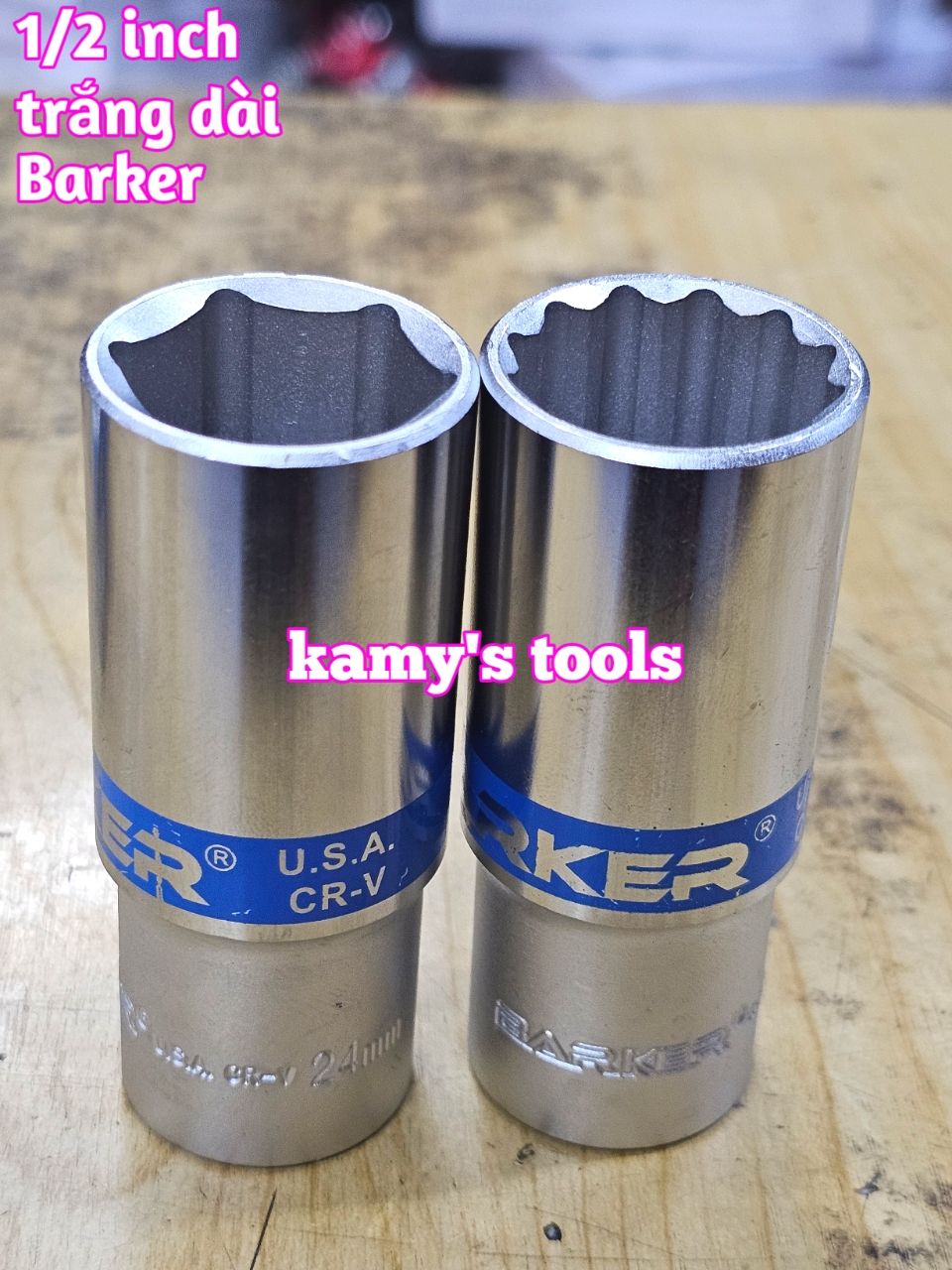 Đầu tuýp Dài lẻ Barker 1/2 inch trắng 8mm-32mm