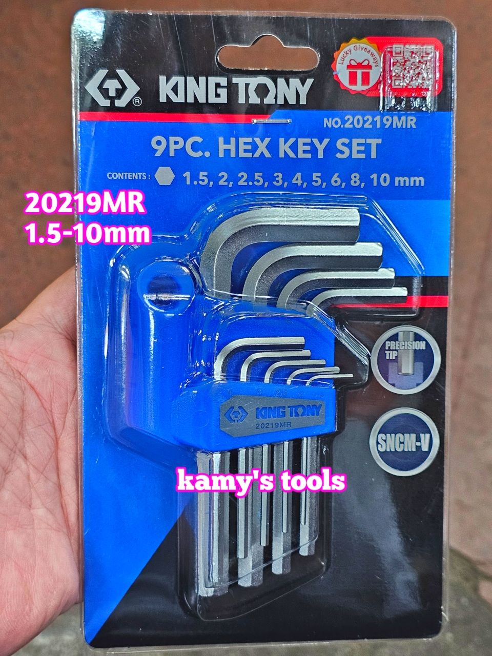 Bộ lục giác ngắn 9 cây Kingtony model 20219MR 1.5-10mm