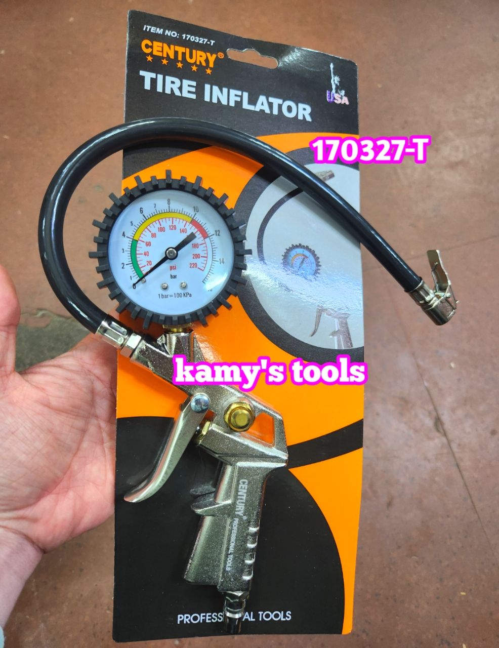 Bơm hơi xe máy đồng hồ Century model 170327-T