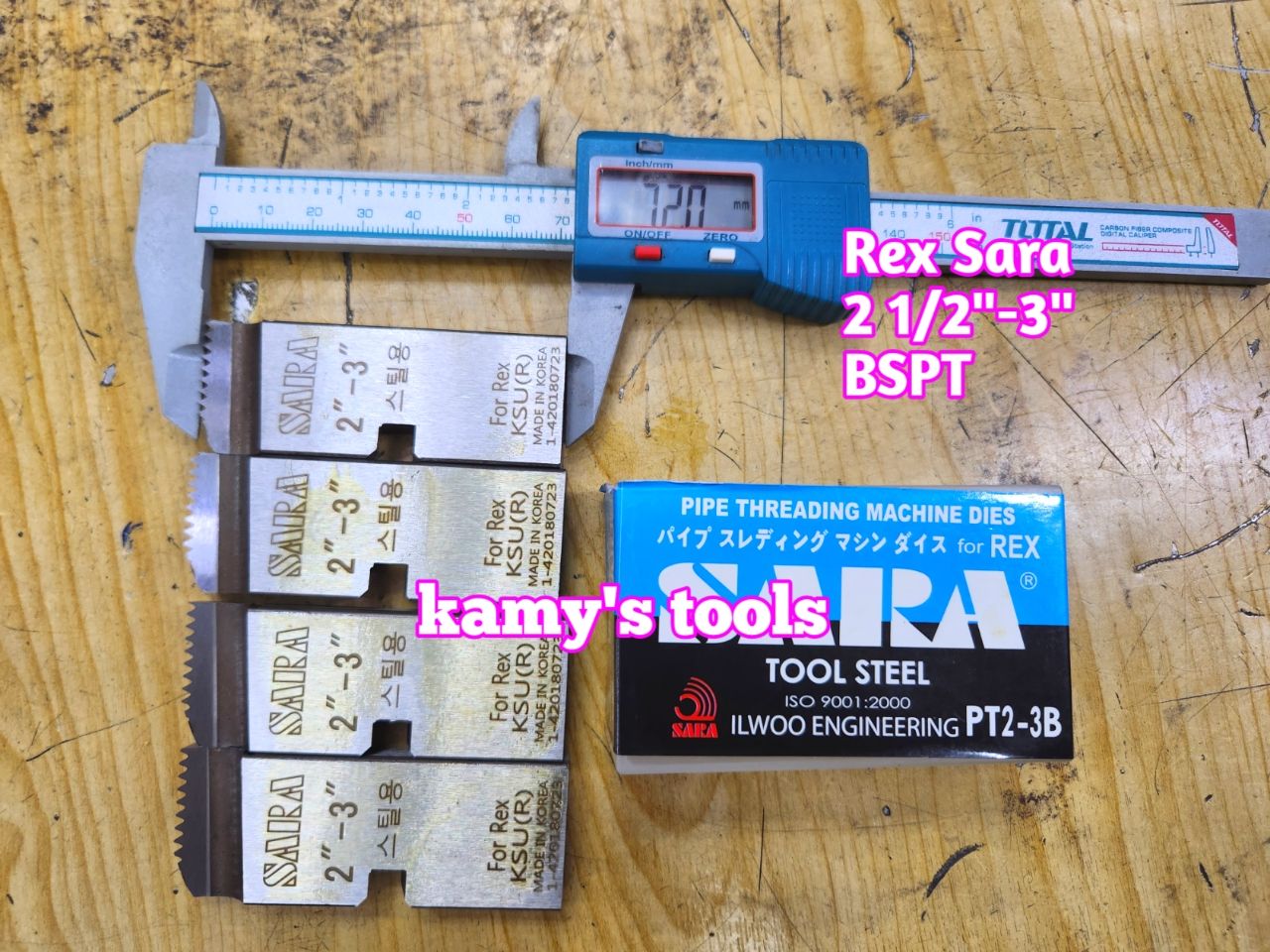 Dao tiện ren ống Rex hiệu Sara 1/2-3/4, 1-2, 2 1/2-3 inch ren ống 21-27mm, 34-60mm, 76mm-90mm hệ ren thông dụng BSPT