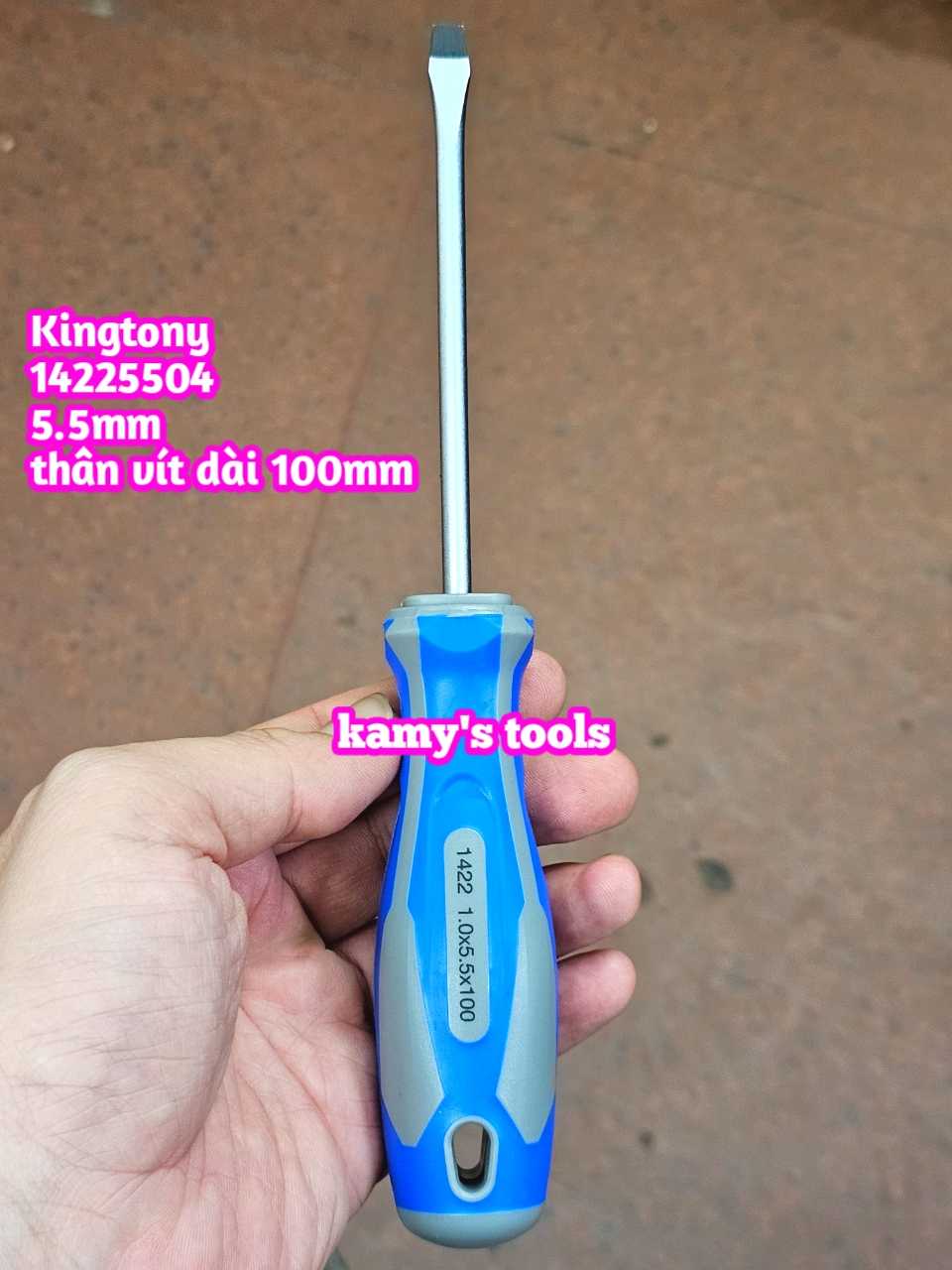 Tua vít dẹp cán cao su 5.5mm dài 100mm Kingtony model 14225504