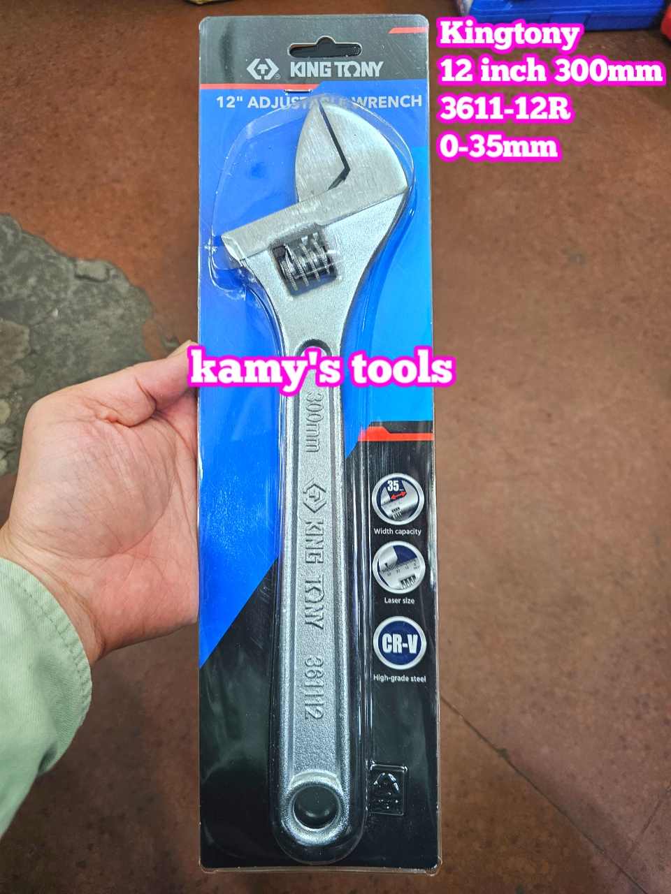 Mỏ lết xi trắng Kingtony dài 12 inch 300mm 3611-12R miệng mở 35mm