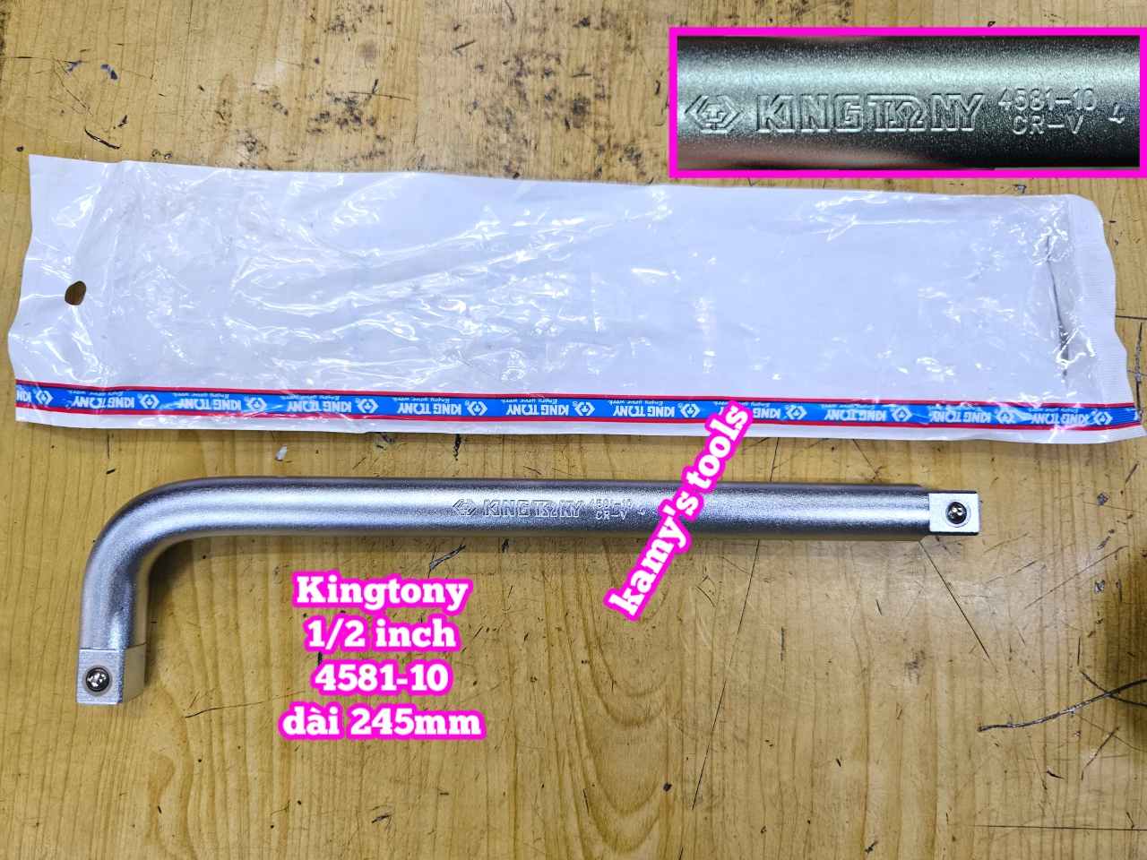 Cần siết đầu cong L 1/2 inch Kingtony dài 250mm 300mm model 4581-10 và 4585-12