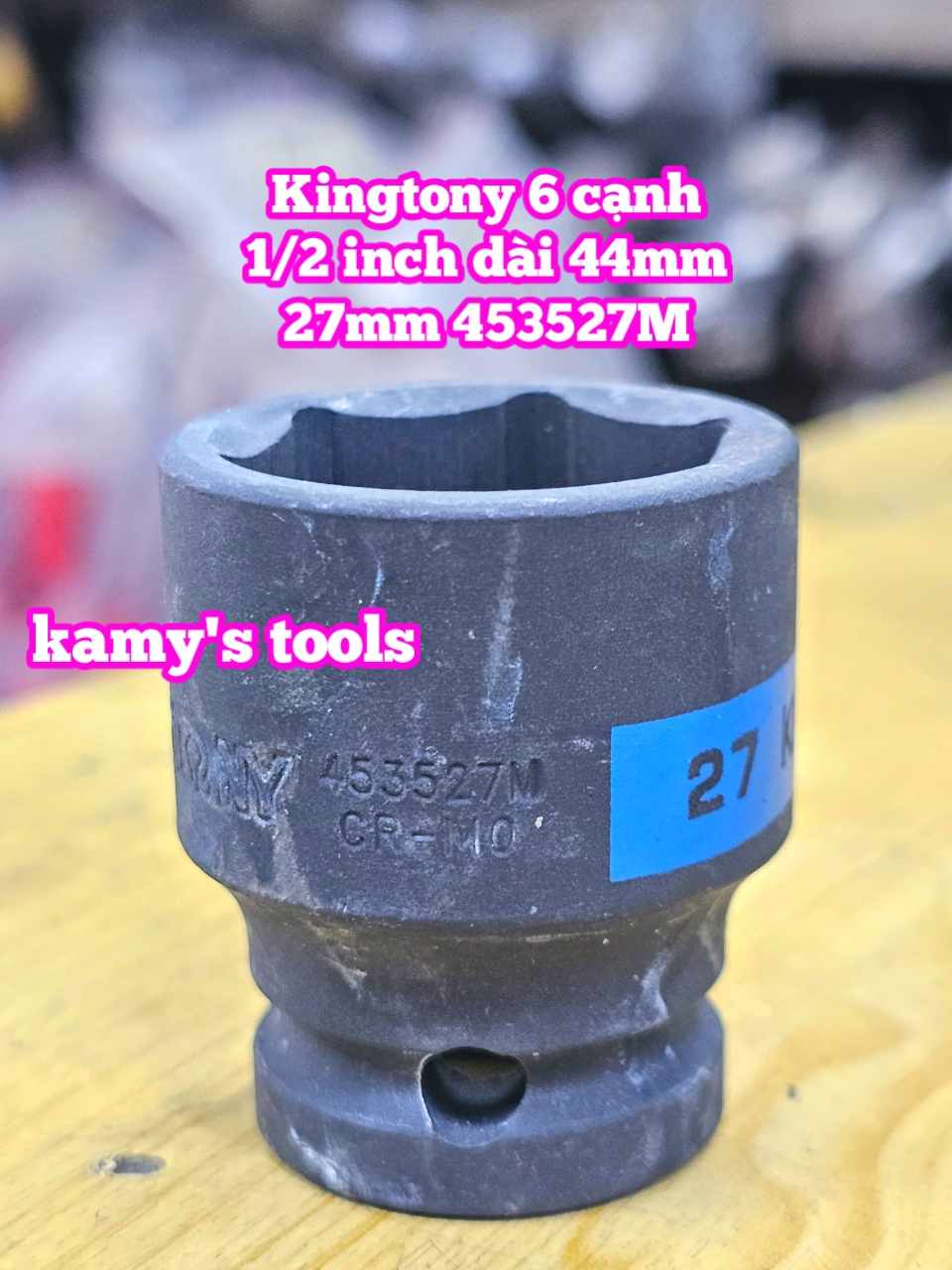 Đầu tuýp đen 1/2 inch Kingtony 6 cạnh 27mm 29mm 30mm 32mm 34mm 453527M 453529M 453530M 453532M 453534M