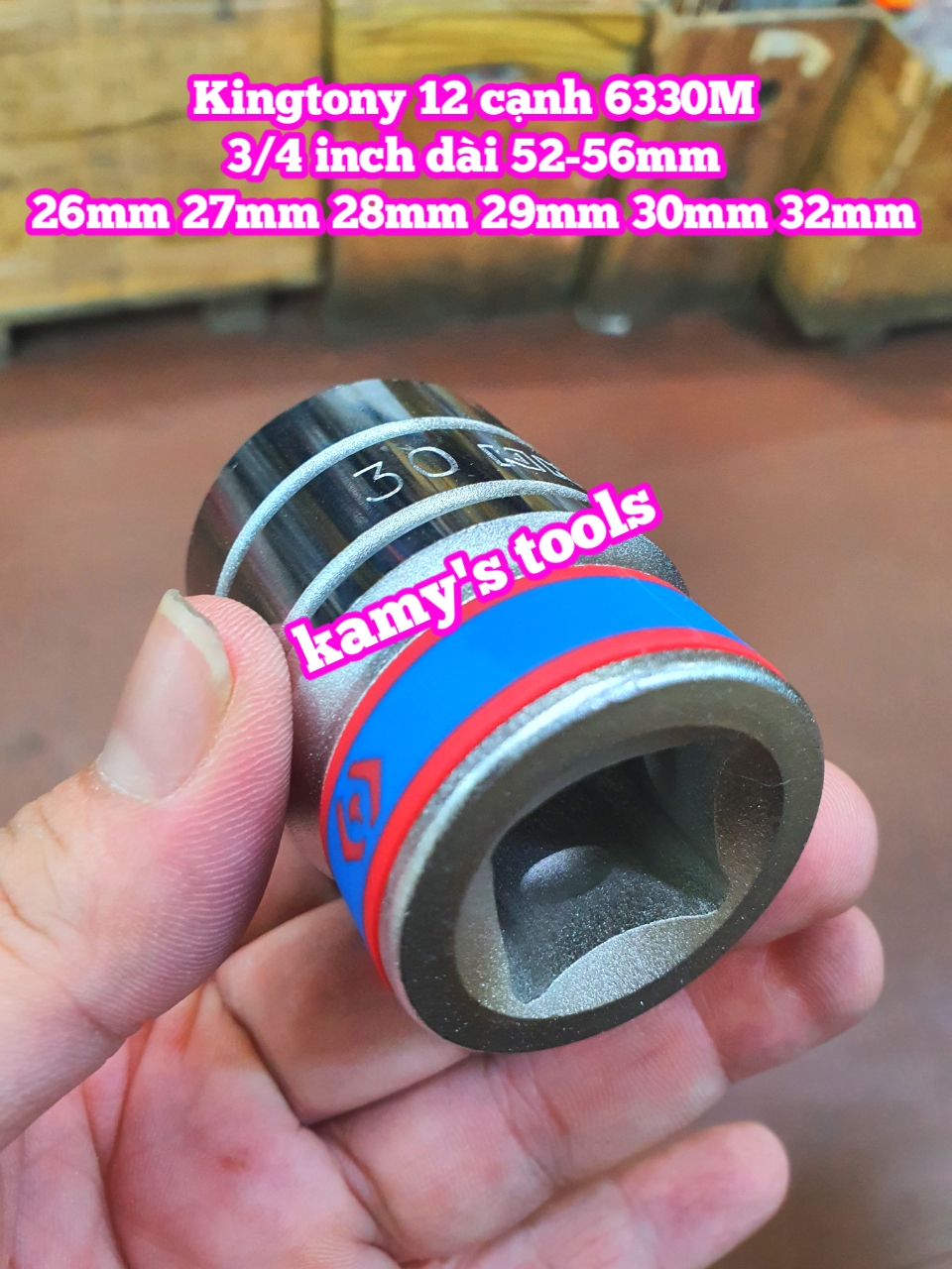 Tuýp 3/4 inch bông 12 cạnh trắng Kingtony 26mm 27mm 28mm 29mm 30mm 32mm 633026M 633027M 633028M 633029M 633030M 633032M