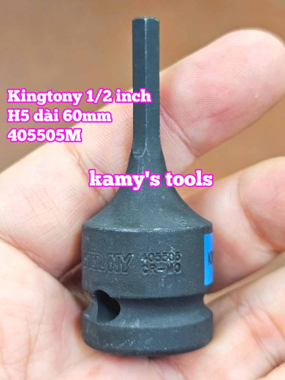 Tuýp lú đầu lục giác đen 1/2 inch Kingtony H4 H5 H6 H8 H10 H12 H14 H16 H17 H19 405504M 405505M 405506M 405508M 405510M 405512M 405514M 405516M 405517M 405519M