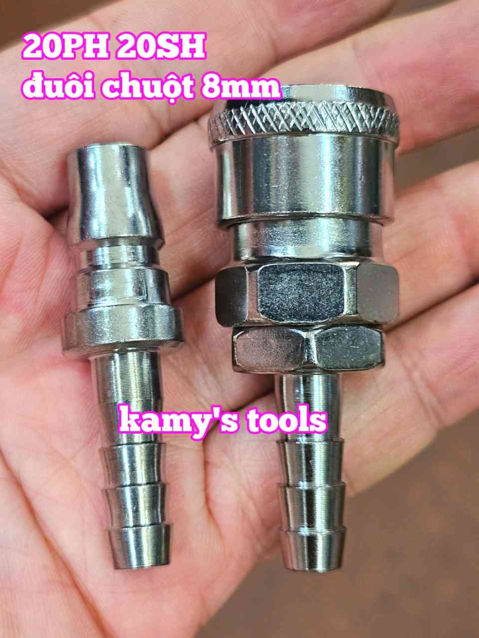 Bộ nối nhanh hơi khí nén đuôi chuột dây 8mm 20SH 20PH Wetools WT-20SH WT-20PH