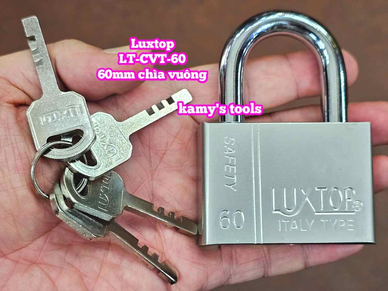 Ổ khóa trắng chìa vuông 4 chìa 6F 60mm Luxtop LT-CVT-60