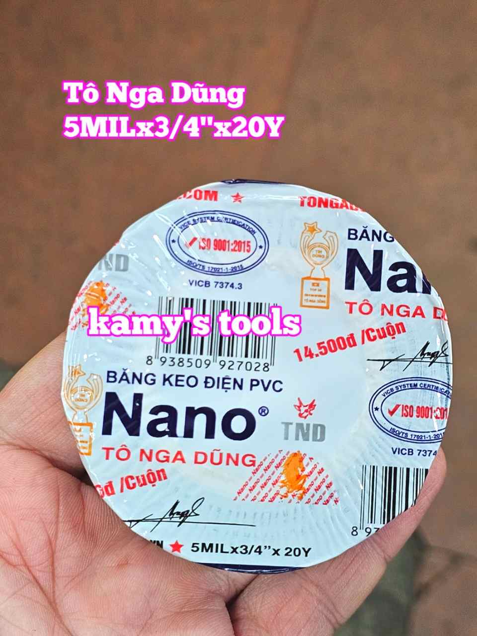 Băng keo điện nano Tô Nga Dũng 5MILx3/4" x20Y (bán lẻ 1/cuộn)