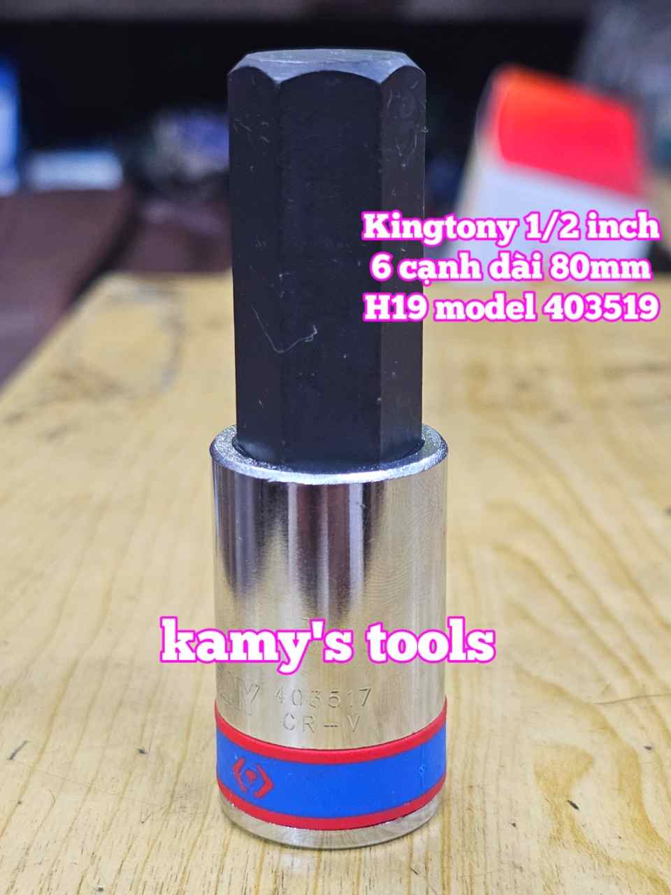 Tuýp lú đầu lục giác 1/2 inch dài 80mm Kingtony 4mm 5mm 6mm 7mm 8mm 9mm 10mm 11mm 12mm 14mm 17mm 19mm 403504 403505 403506 403507 403508 403510 403511 403512 403514 403517 403519