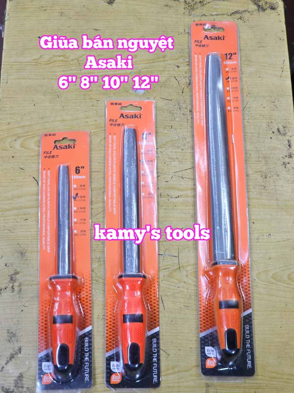 Dũa giũa bán nguyệt lòng mo sắt kim loại Asaki 6 inch 8 inch 10 inch 12 inch AK-3745 AK-3746 AK-3747 AK-3748