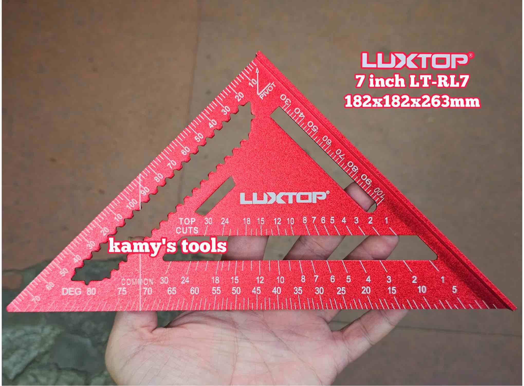 Thước ê ke góc tam giác vuông đa năng nhôm 7 inch Luxtop LT-RL7