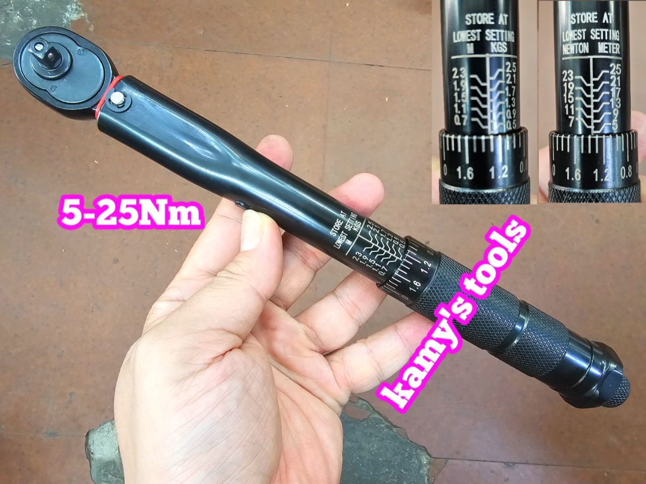 Cần siết lực chỉnh lực đen 1/4 inch 5-25Nm dài 265mm