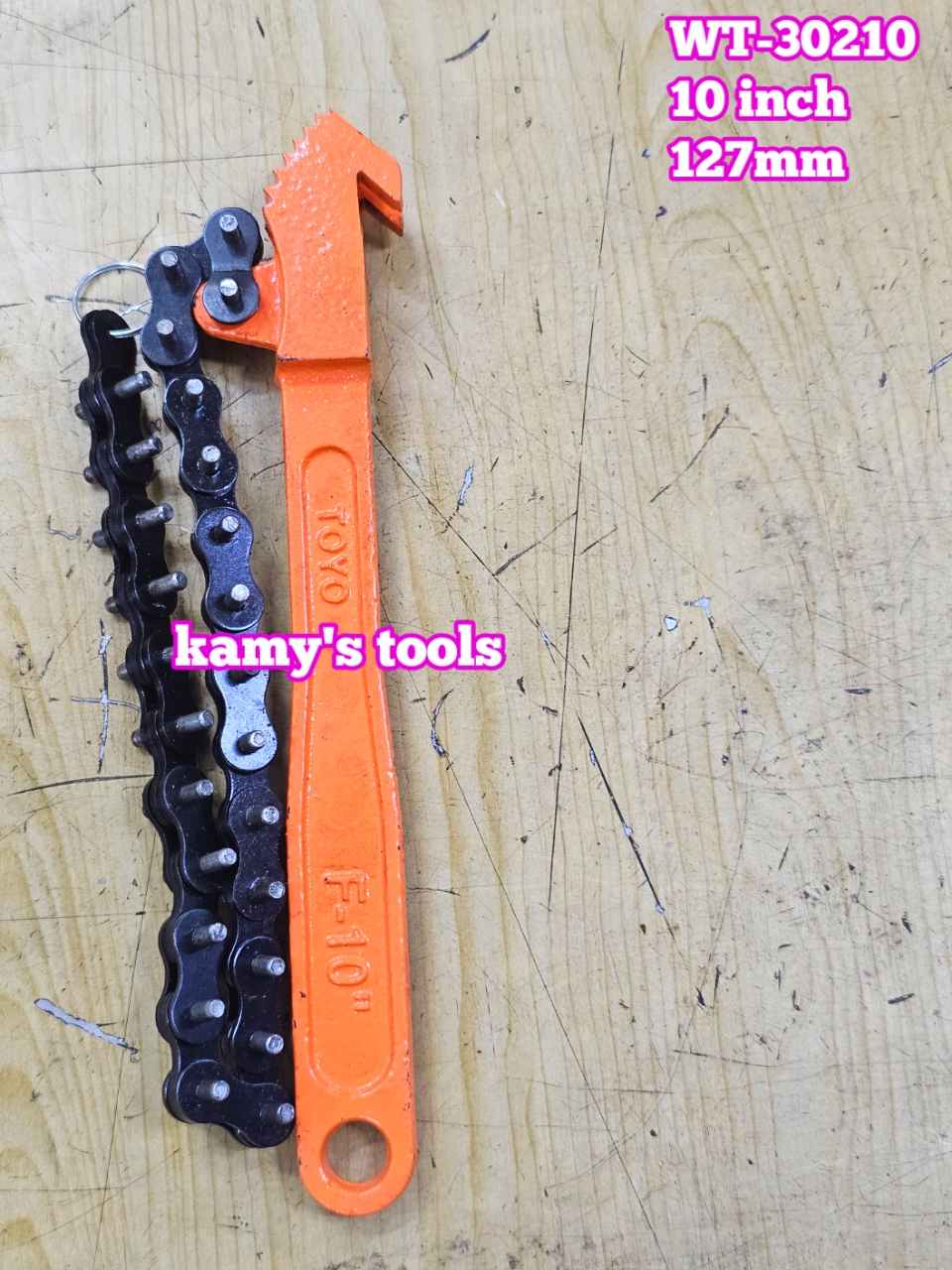 Cờ lê xích mở lọc dầu nhớt cảo dây xích cán dài 10 inch Wetools WT-30210 đường kính 127mm