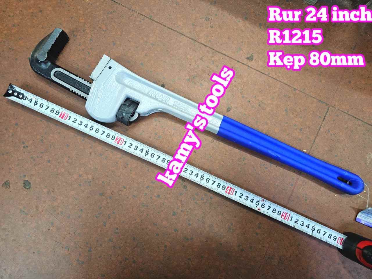 Mỏ lết răng cán bọc nhựa Rur R1215 dài 24 inch kẹp tối đa 80mm