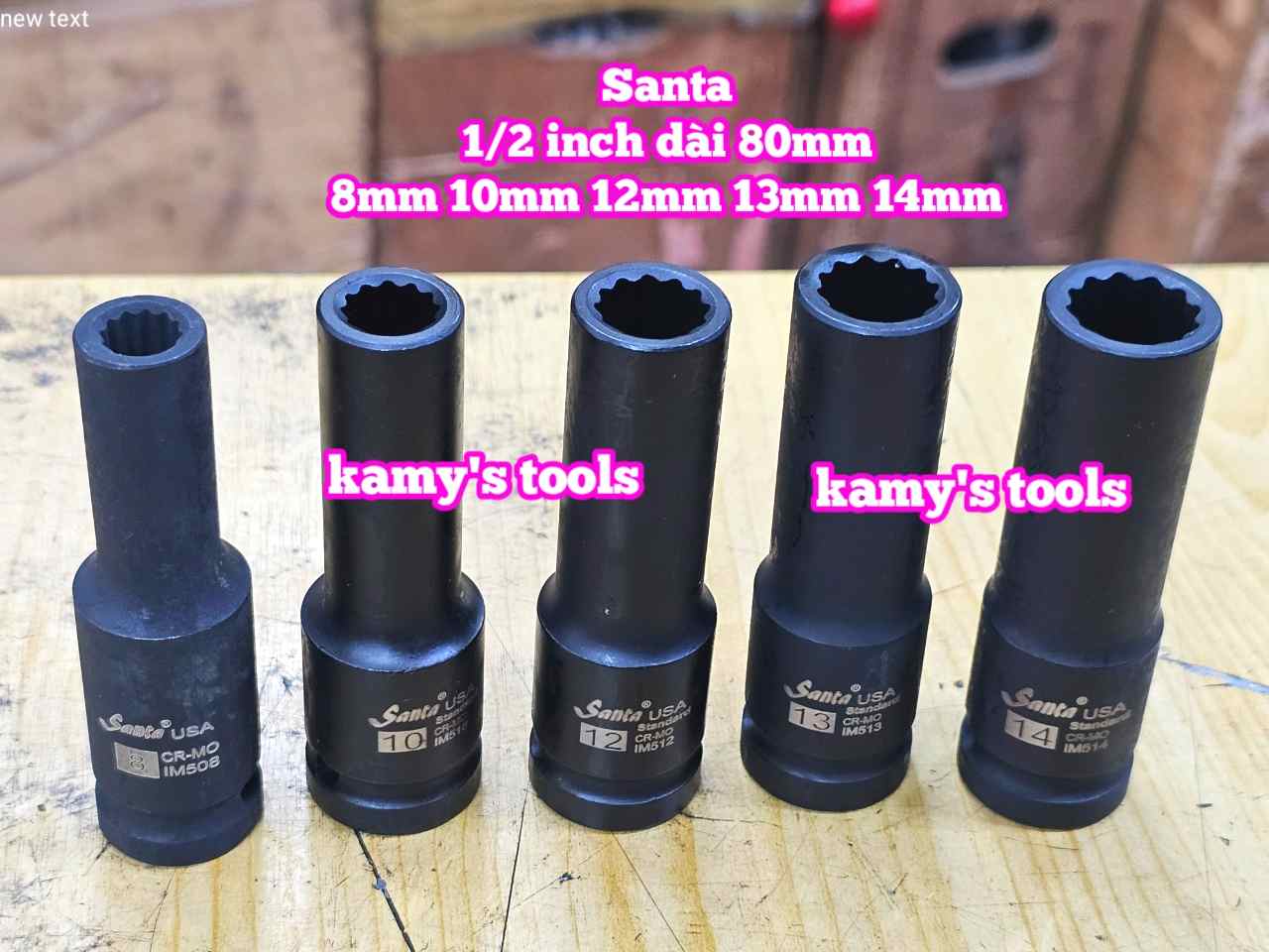 Tuýp 1/2 inch đen dài BÔNG 12 cạnh dài 80mm Santa 8mm 10mm 12mm 13mm 14mm IM508 IM510 IM512 IM513 IM514