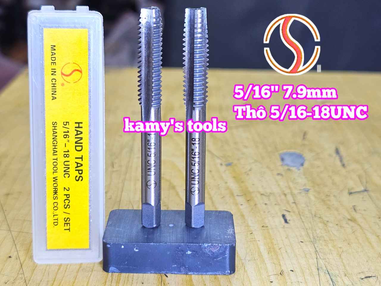 Bộ taro hệ inch tạo ren trong 5/16 inch (7.9mm) Shanghai bước ren thô và mịn 5/16-18 UNC 5/16-24 UNF