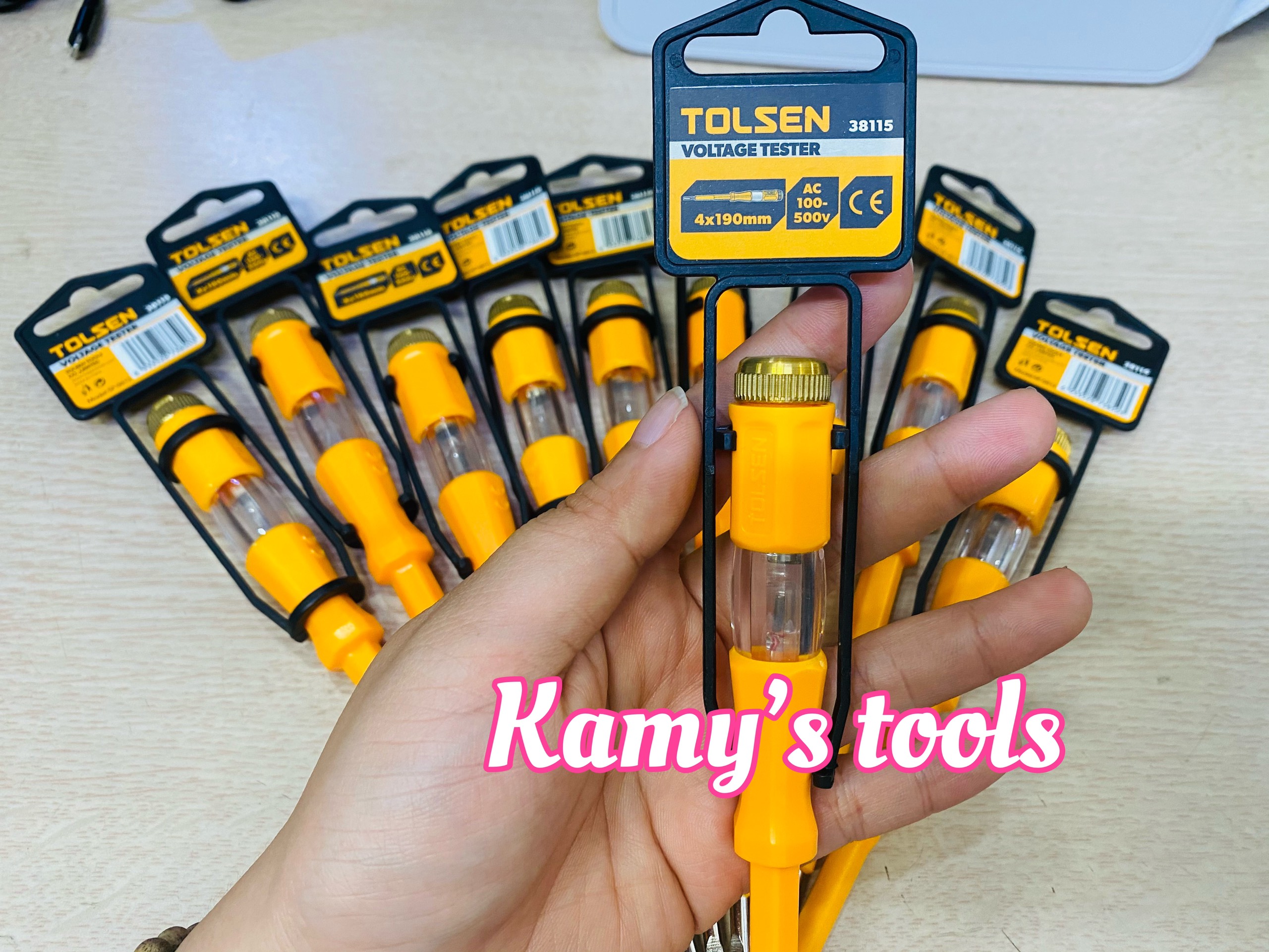 Bút thử điện Tolsen có đèn 4x190mm Model 38115 chính hãng (vít thử điện Tolsen 38115)
