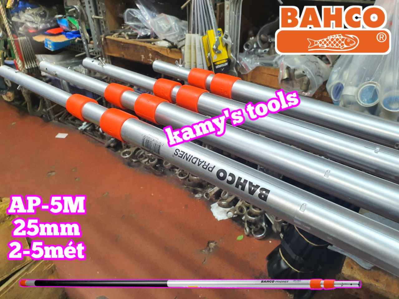 Cây sào rút nhôm kéo giật cành cây trên cao 3 khúc 3 mét (3m) 5 mét (5m) Bahco AP-3M AP-5M