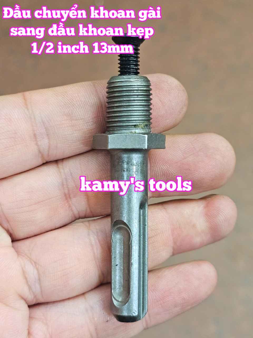 Đầu chuyển khoan bê tông khớp nối SDS Plus chuyển khoan gài sang kẹp đuôi 4 rãnh 1/2 inch 13mm Wetools WT-SDS-1264