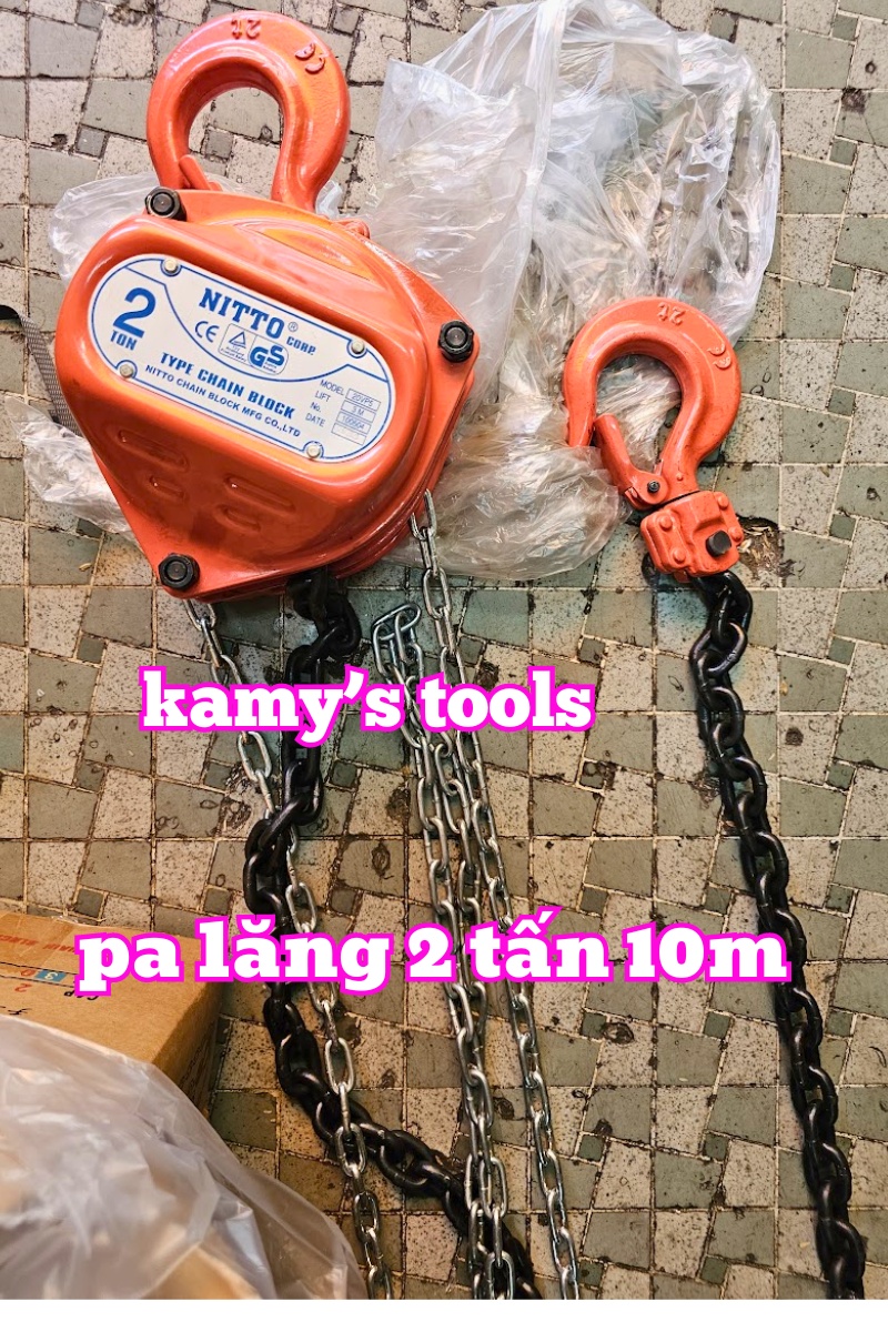 Pa lăng xích kéo tay nitto 2 tấn 10 mét (10m) 10VP5 xích chuẩn G80 loại tốt