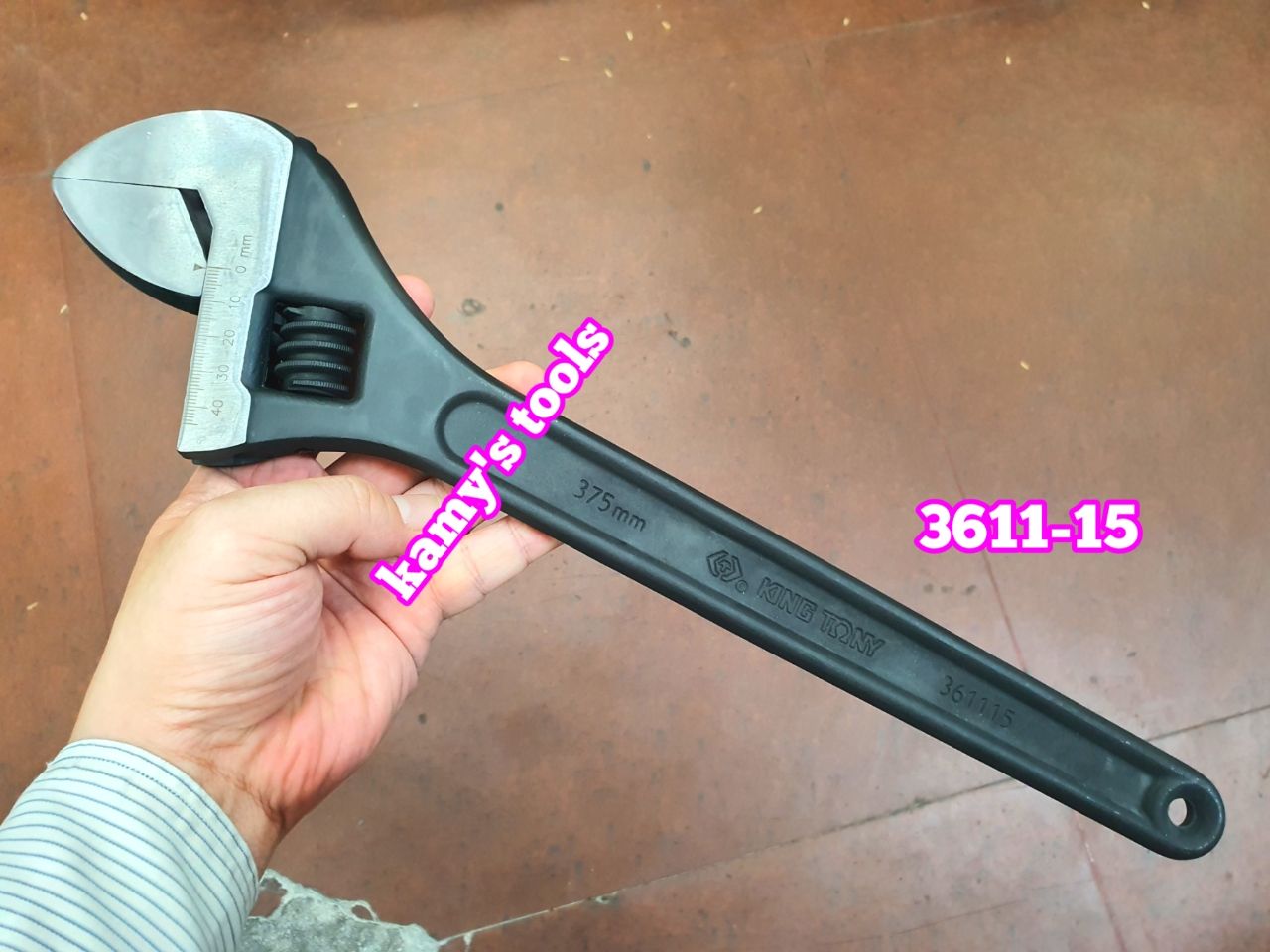 Mỏ lết xi đen 15 inch 18 inch dài 380mm 450mm Kingtony 3611-15HP 3611-18HP