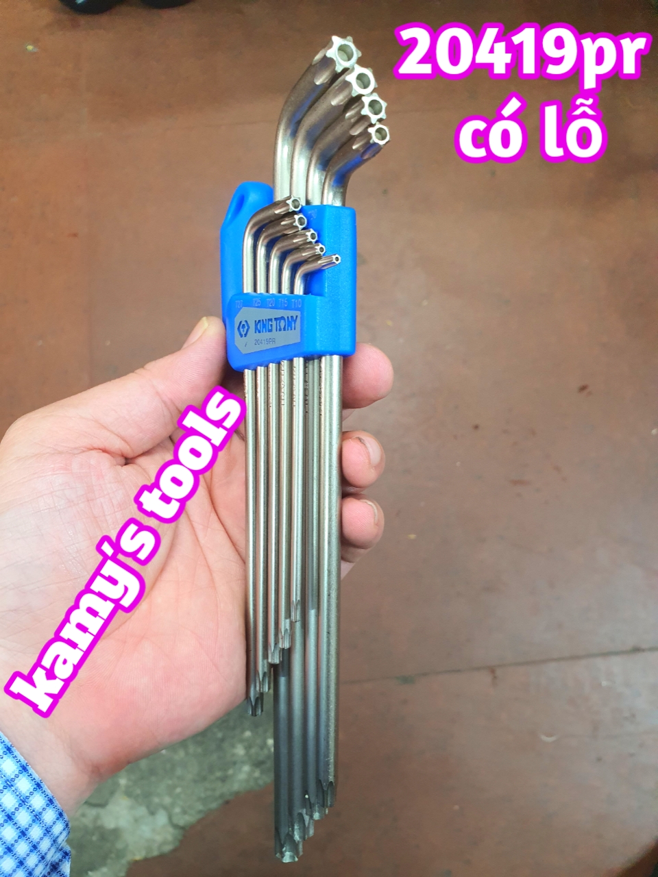 Bộ lục giác sao có lỗ loại dài Kingtony model 20419PR 9 cây T10H-T50H
