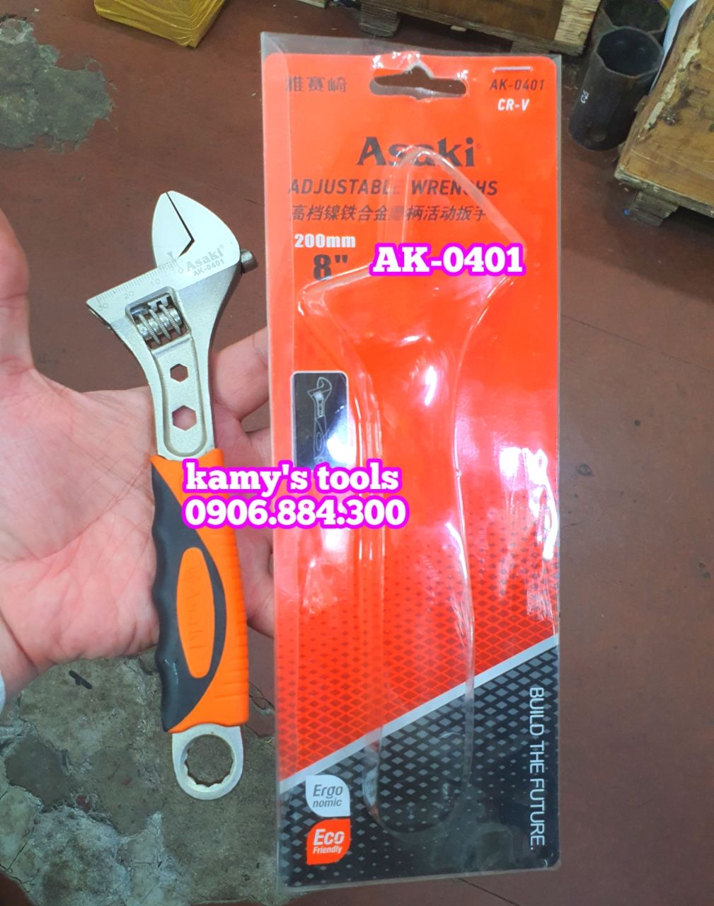 Mỏ lết cán bọc nhựa Asaki 8 inch 200mm Asaki AK-0401