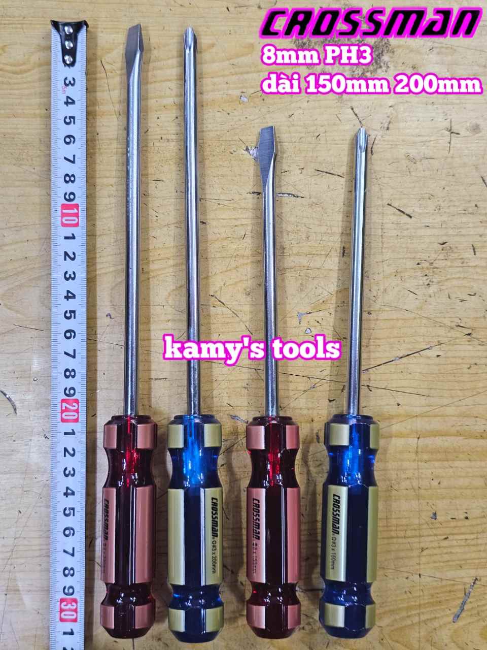 Tua vít bake dẹp 8mm PH3 Crossman dài 150mm 200mm  45-835 45-815 45-840 45-820