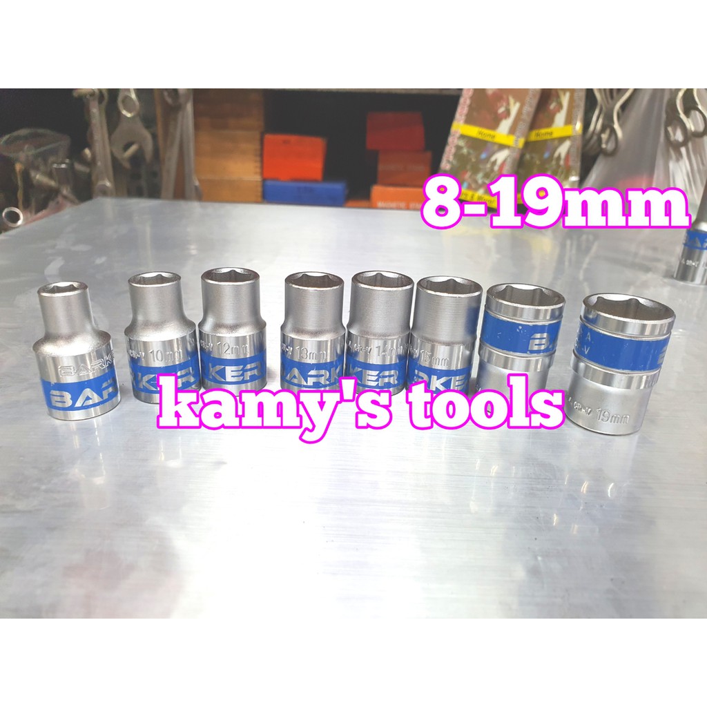 Bộ đầu tuýp đầu khẩu Barker cần 1/2 từ 8,10,12,13,14,15,17,19mm (1 bộ/8 cục)