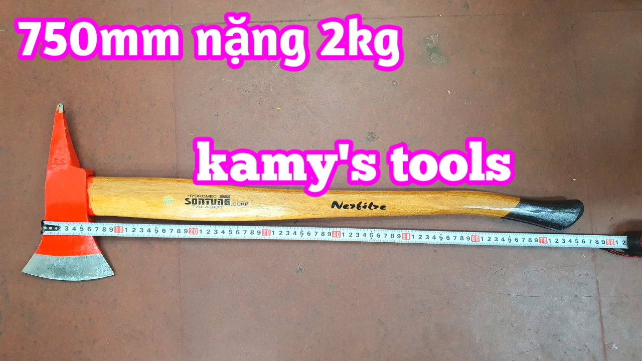 Búa rìu bổ củi, chặt cây, làm vườn, thoát hiểm, cứu hộ đa năng 2kg dài 750mm Sơn Tùng