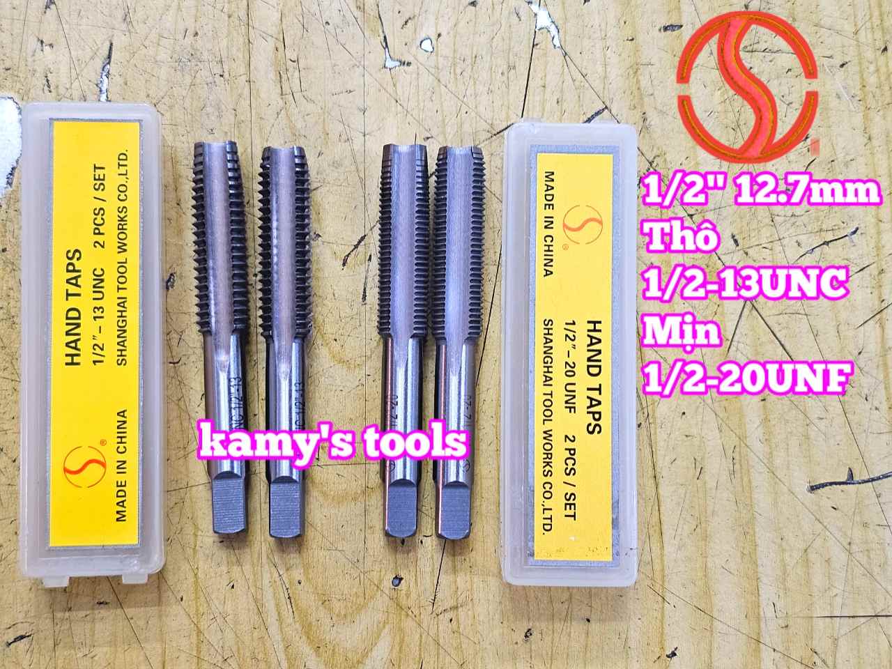 Bộ taro hệ inch tạo ren trong 1/2 inch (12.7mm) Shanghai bước ren thô và mịn 1/2-13 UNC 1/2-20 UNF