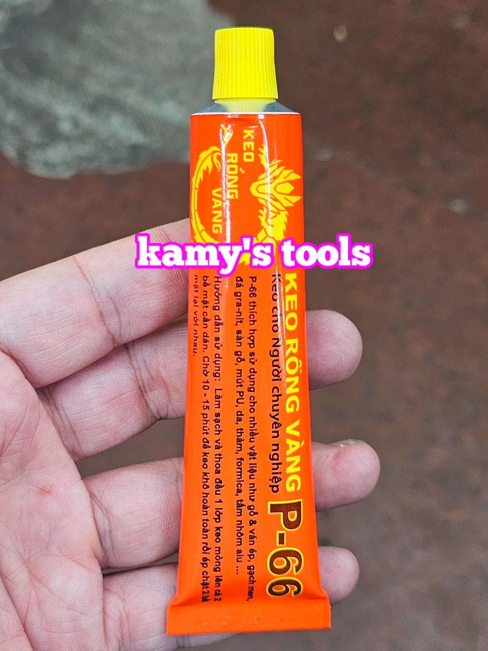 Keo Rồng Vàng P-66 dạng tuýp 25g dán gỗ, ván ép, gạch men, đá granit, sàn gỗ, mút PU, da, thảm, formica, tấm nhôm alu