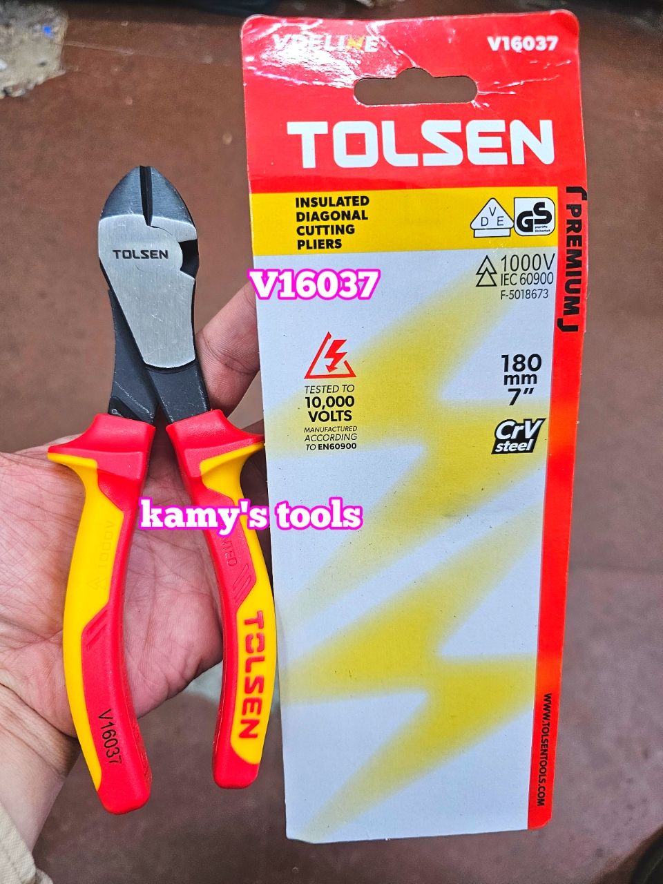 Kìm cắt cách điện 1000V Tolsen V16037 dài 7 inch 180mm